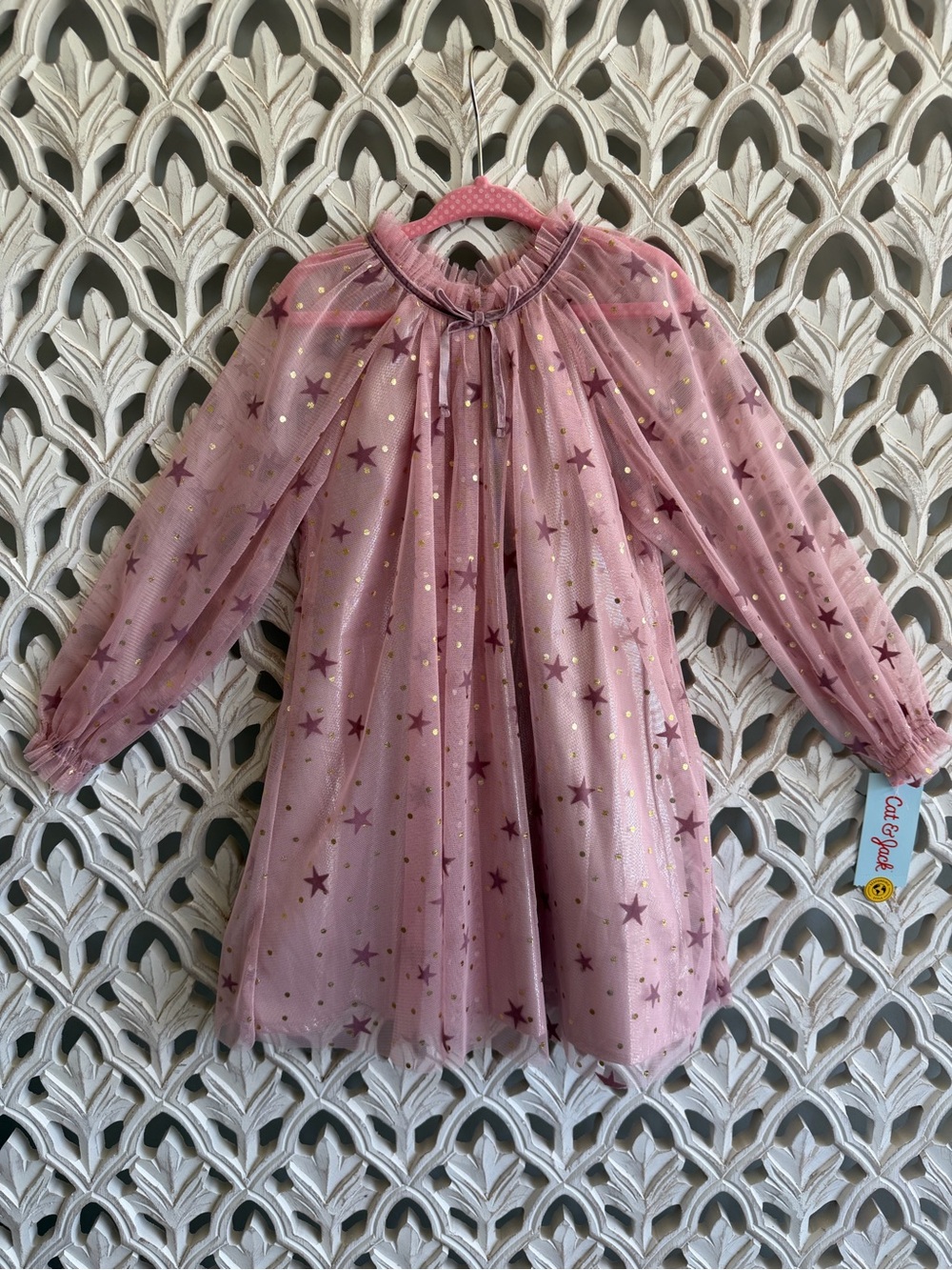 Cat & Jack Girls Pink Star Tulle Dress 4T NWT
